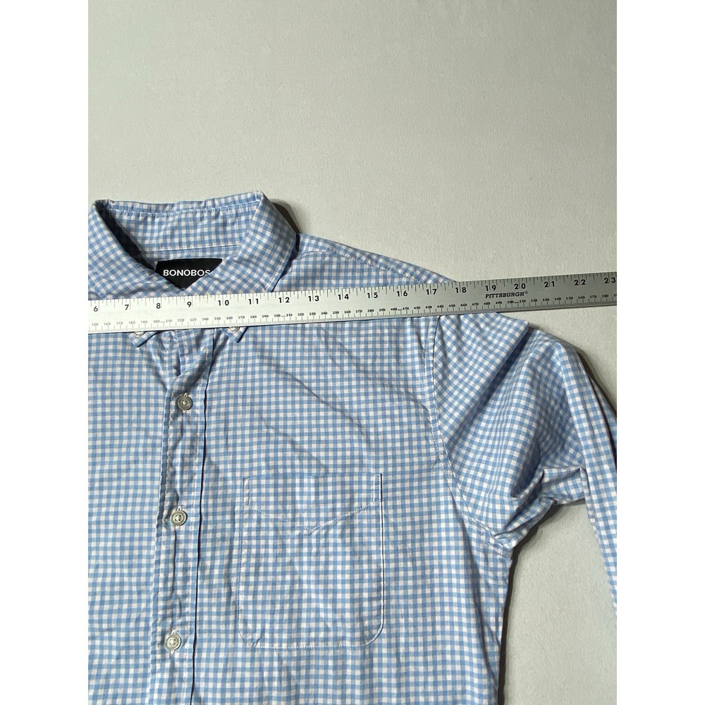 Bonobos Slim Fit Button Down Shirt Men's M Blue White Gingham Stretch - Picture 6 of 12